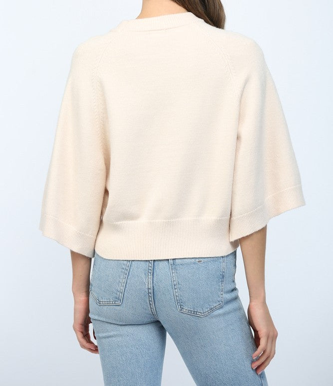 BUTTER YELLOW SHORT WIDE RAGLAN SLEEVE CREW NECK SWEATER TOP
