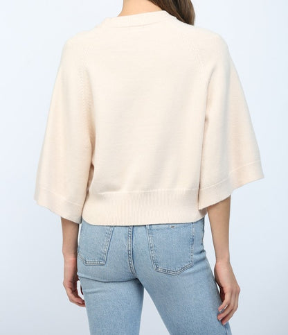 BUTTER YELLOW SHORT WIDE RAGLAN SLEEVE CREW NECK SWEATER TOP