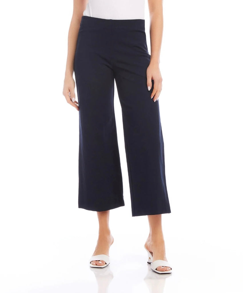 FIFTEEN TWENTY NAVY WIDE LEG CROPPED PANT
