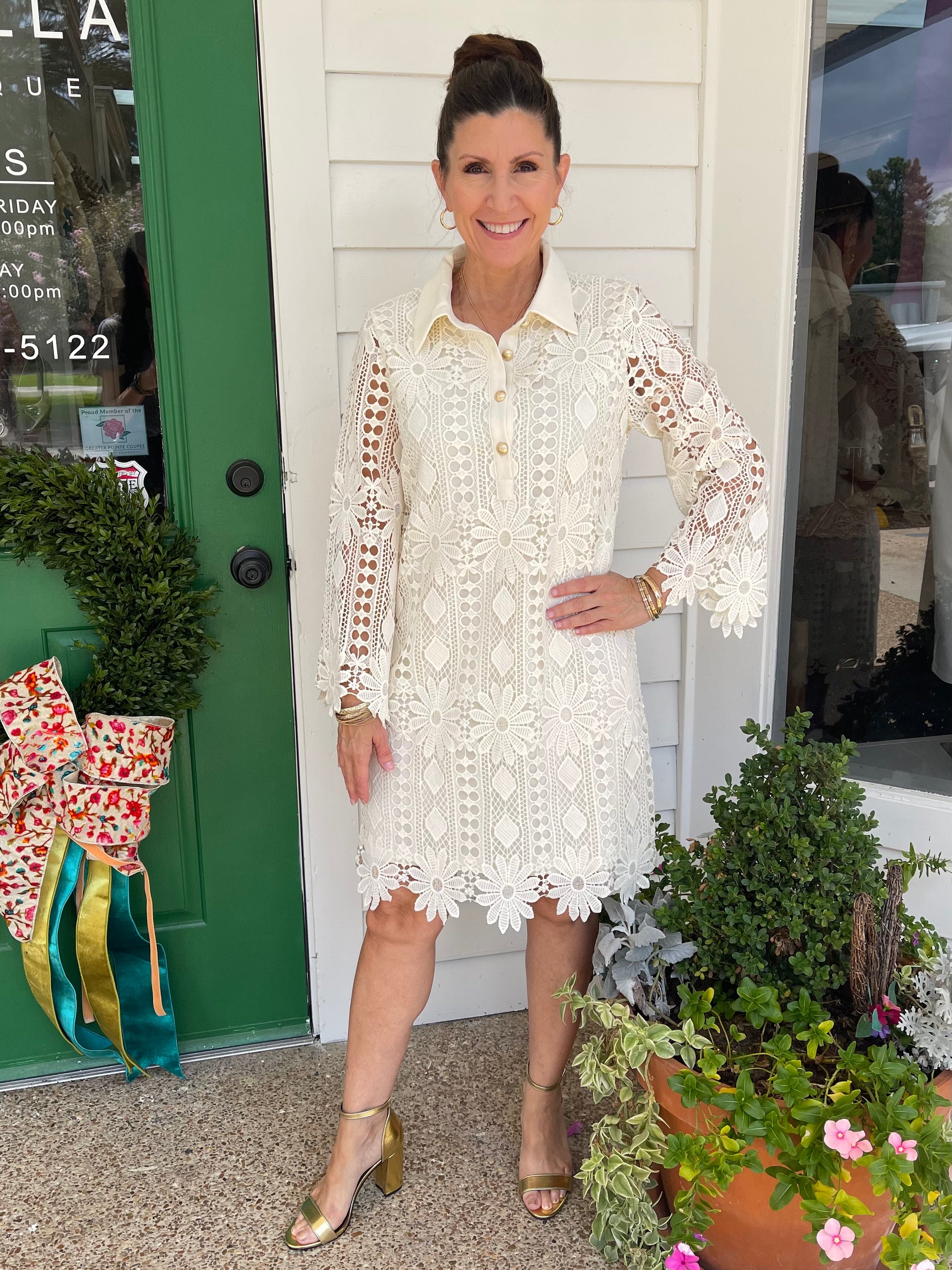 chinese dress ladies Kalia Long Sleeve Lace Midi Dress Cream– Selfie Leslie