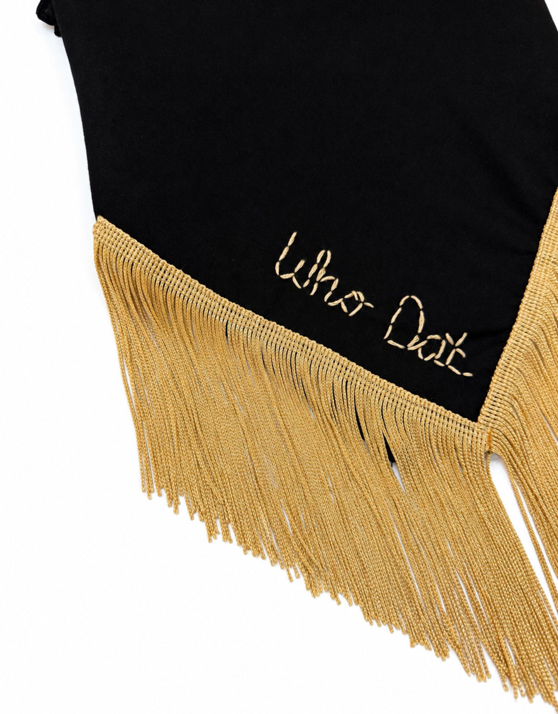 "WHO DAT" BLACK FRINGE SCARF