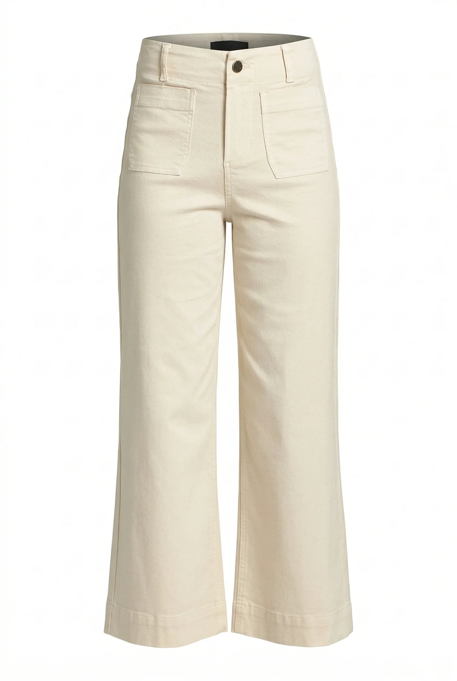 NATURAL MID RISE CROPPED WIDE LEG PATCH POCKET PANT