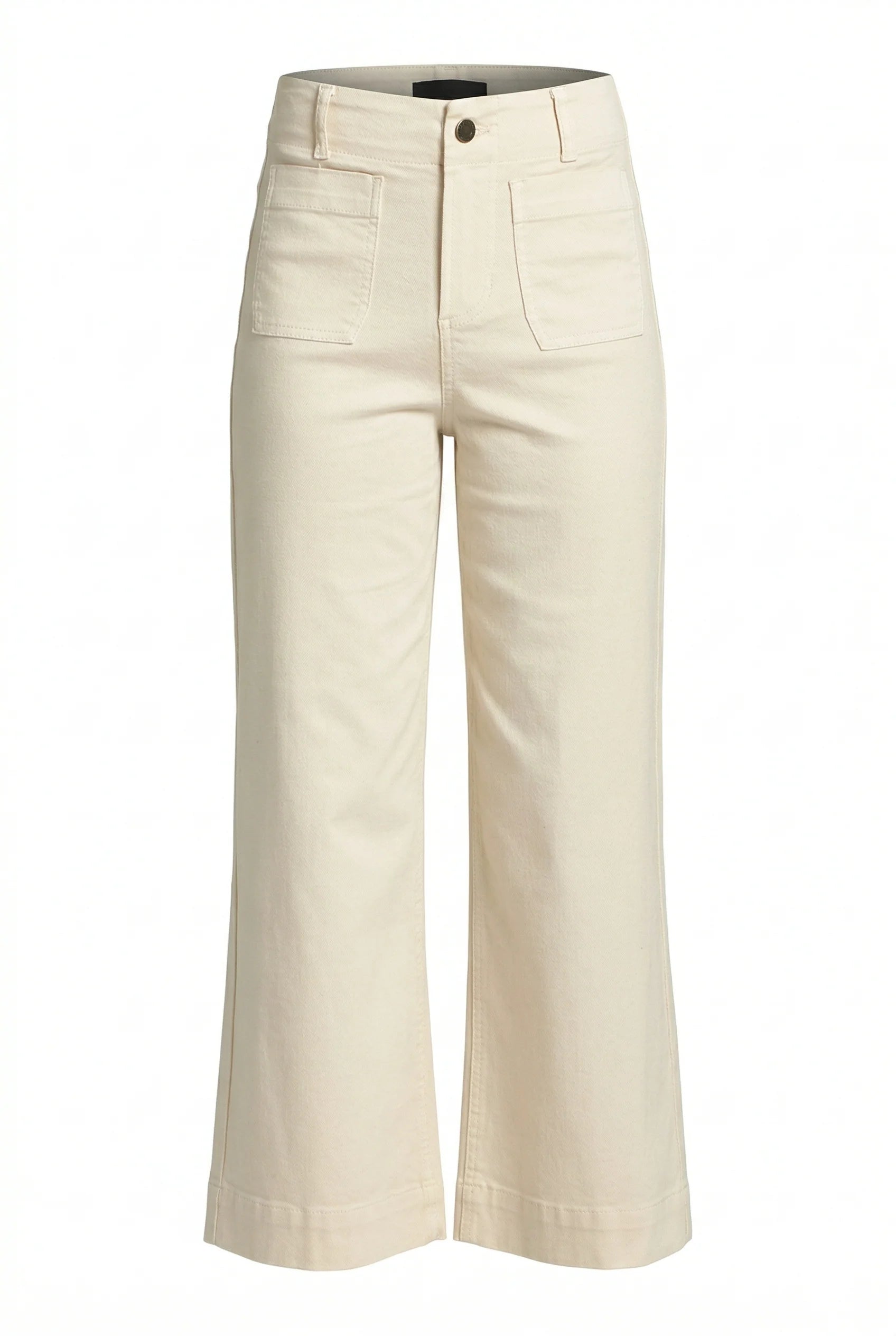 NATURAL MID RISE CROPPED WIDE LEG PATCH POCKET PANT