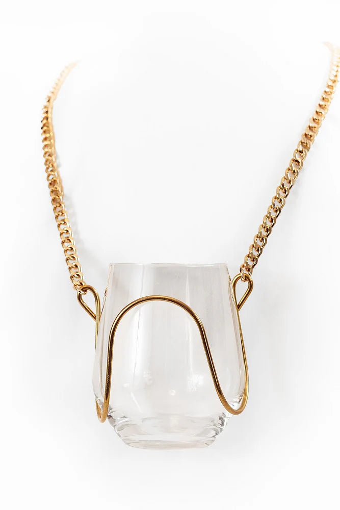 GOLD CHAIN WINE GLASS NECKLACE
