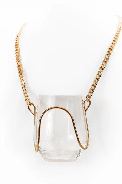 GOLD CHAIN WINE GLASS NECKLACE