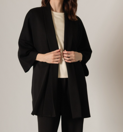 BLACK PCILL BUTTER MODAL OVERSIZED CARDIGAN