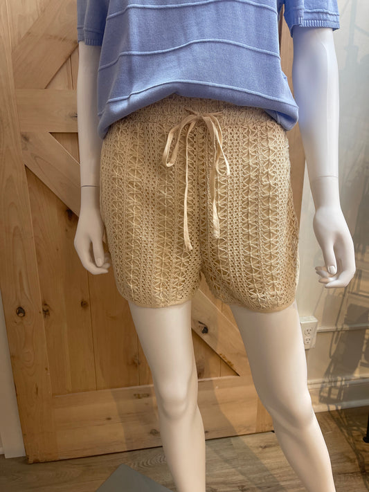 NATURAL CROCHET SHORTS