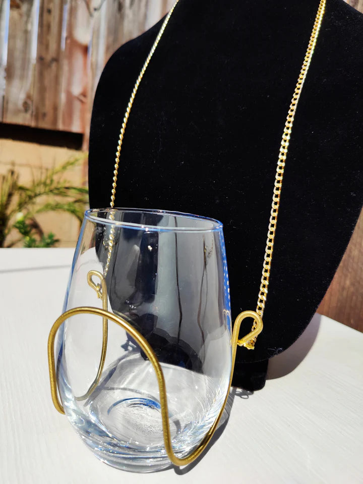GOLD CHAIN WINE GLASS NECKLACE