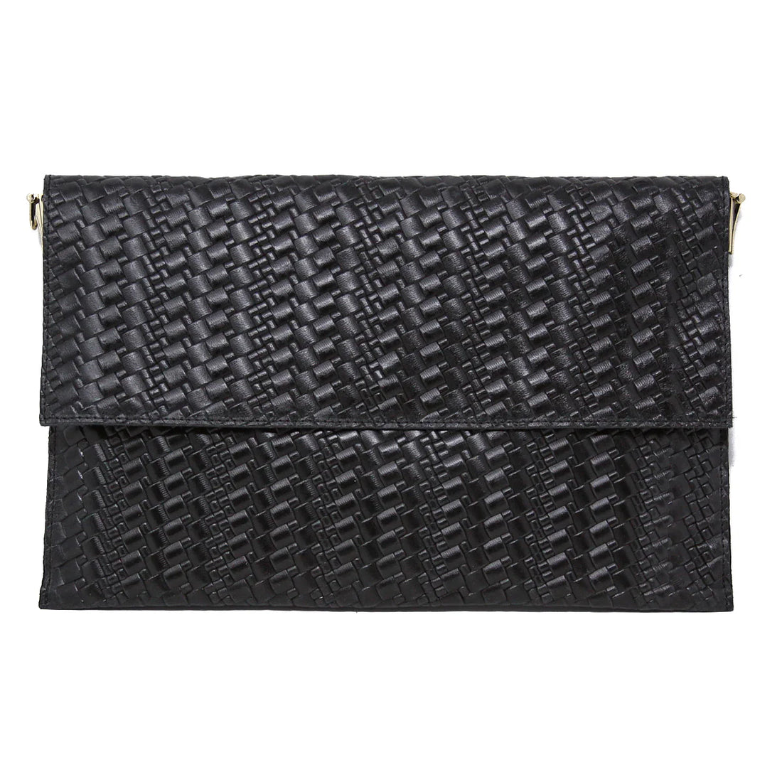 BLACK GENUINE ITALIAN LEATHER CLUTCH AND CROSSBODY BAG