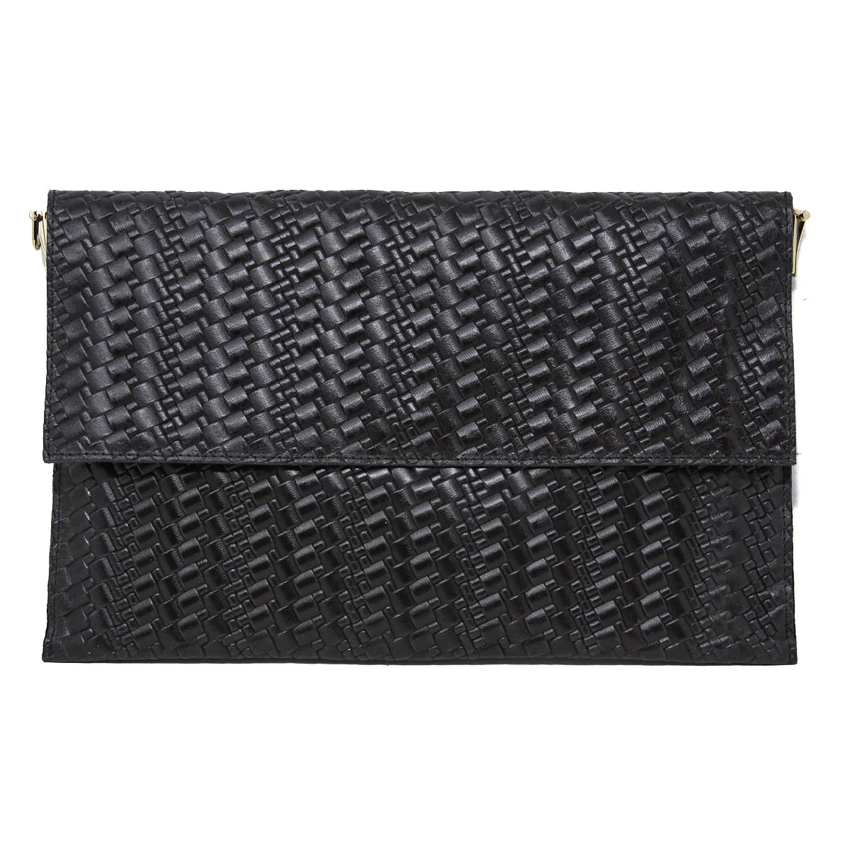 BLACK GENUINE ITALIAN LEATHER CLUTCH AND CROSSBODY BAG