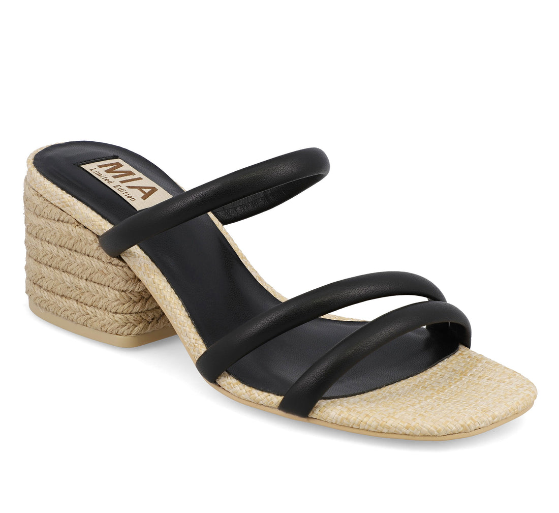 BLACK INARA JUTE WRAPPED SANDAL BLOCK HEEL