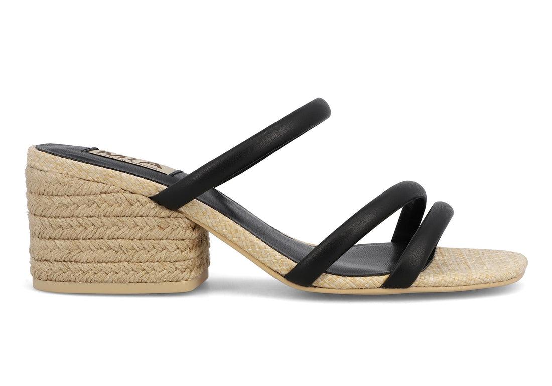 BLACK INARA JUTE WRAPPED SANDAL BLOCK HEEL