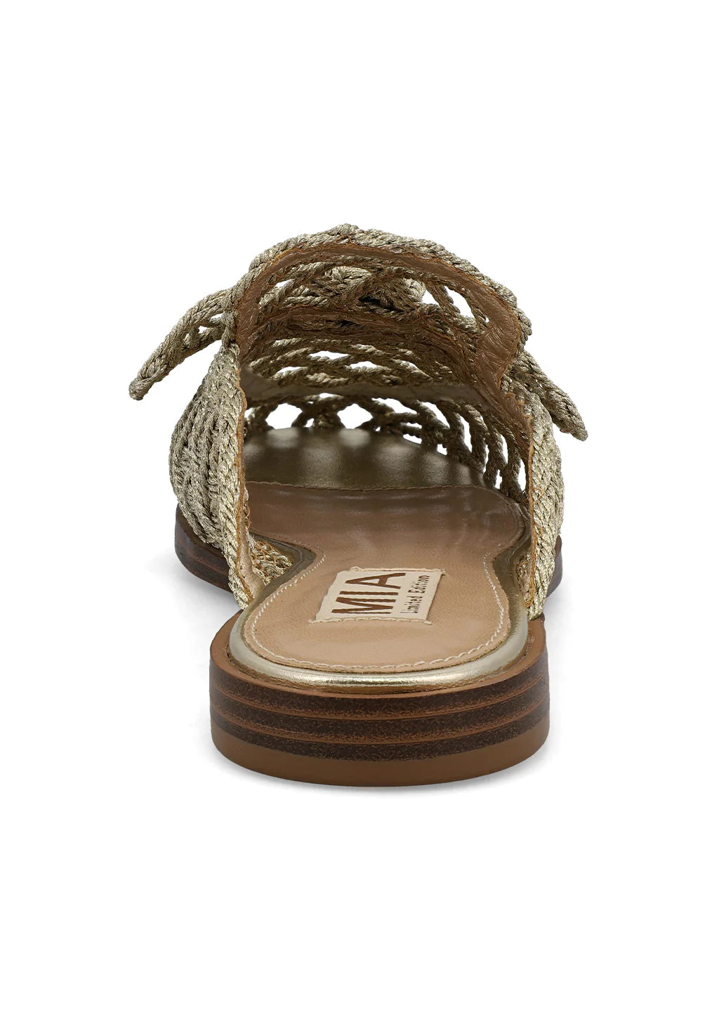 GOLD LAYCE WOVEN RAFFIA SQUARE TOE MULE