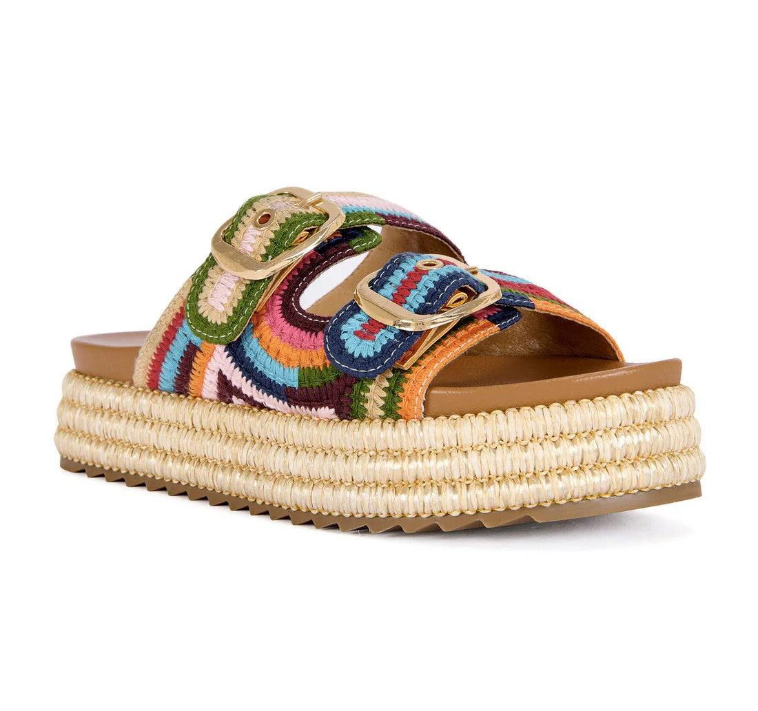 MULTI COLOR CROCHET PLATFORM SANDAL