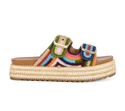MULTI COLOR CROCHET PLATFORM SANDAL