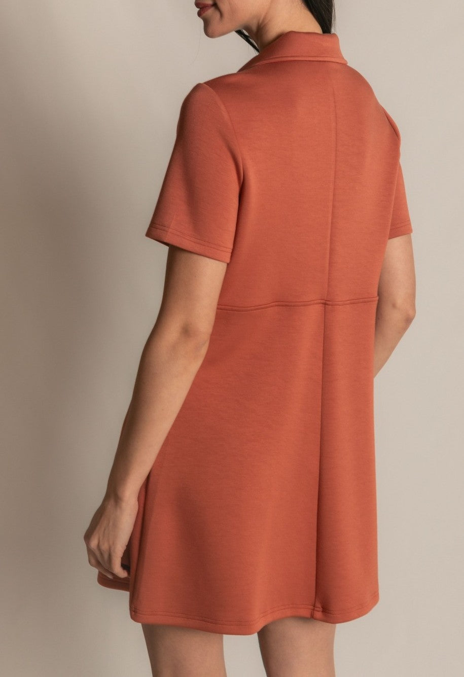 DUSTY ROSE PCILL BUTTER MODAL QUARTER ZIP SHORT SLEEVE MINI DRESS