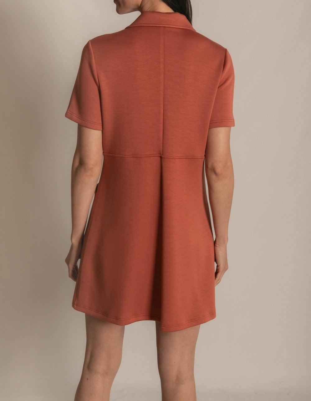 DUSTY ROSE PCILL BUTTER MODAL QUARTER ZIP SHORT SLEEVE MINI DRESS