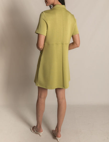 LEMON GRASS PCILL BUTTER MODAL QUARTER ZIP SHORT SLEEVE MINI DRESS