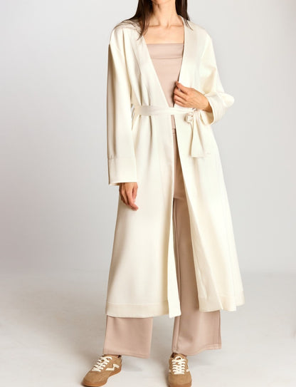 IVORY PCILL BUTTER MODAL SATIN CONTRAST ROBE