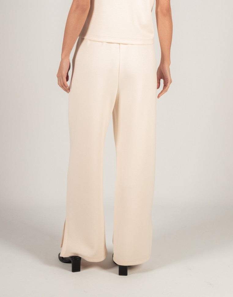 EGGSHELL PCILL BUTTER MODAL SIDE SLIT WIDE LEG PANTS