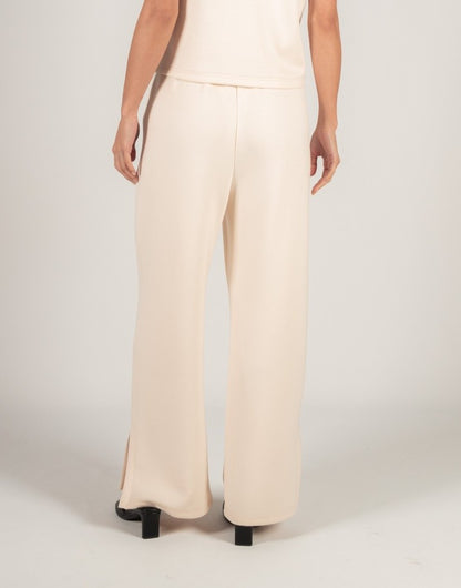 EGGSHELL PCILL BUTTER MODAL SIDE SLIT WIDE LEG PANTS