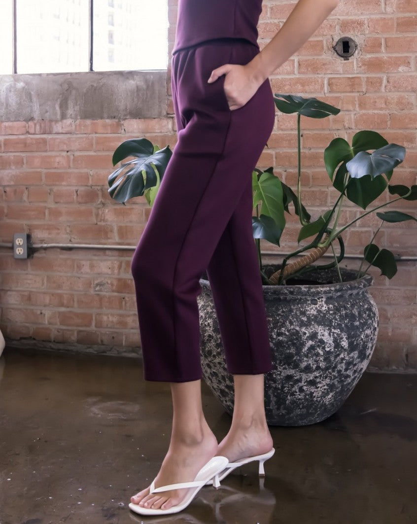 PORT WINE PCILL BUTTER MODAL ANKLE LENGTH PANTS