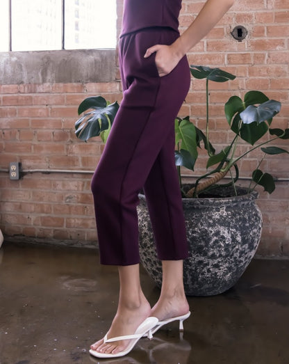 PORT WINE PCILL BUTTER MODAL ANKLE LENGTH PANTS