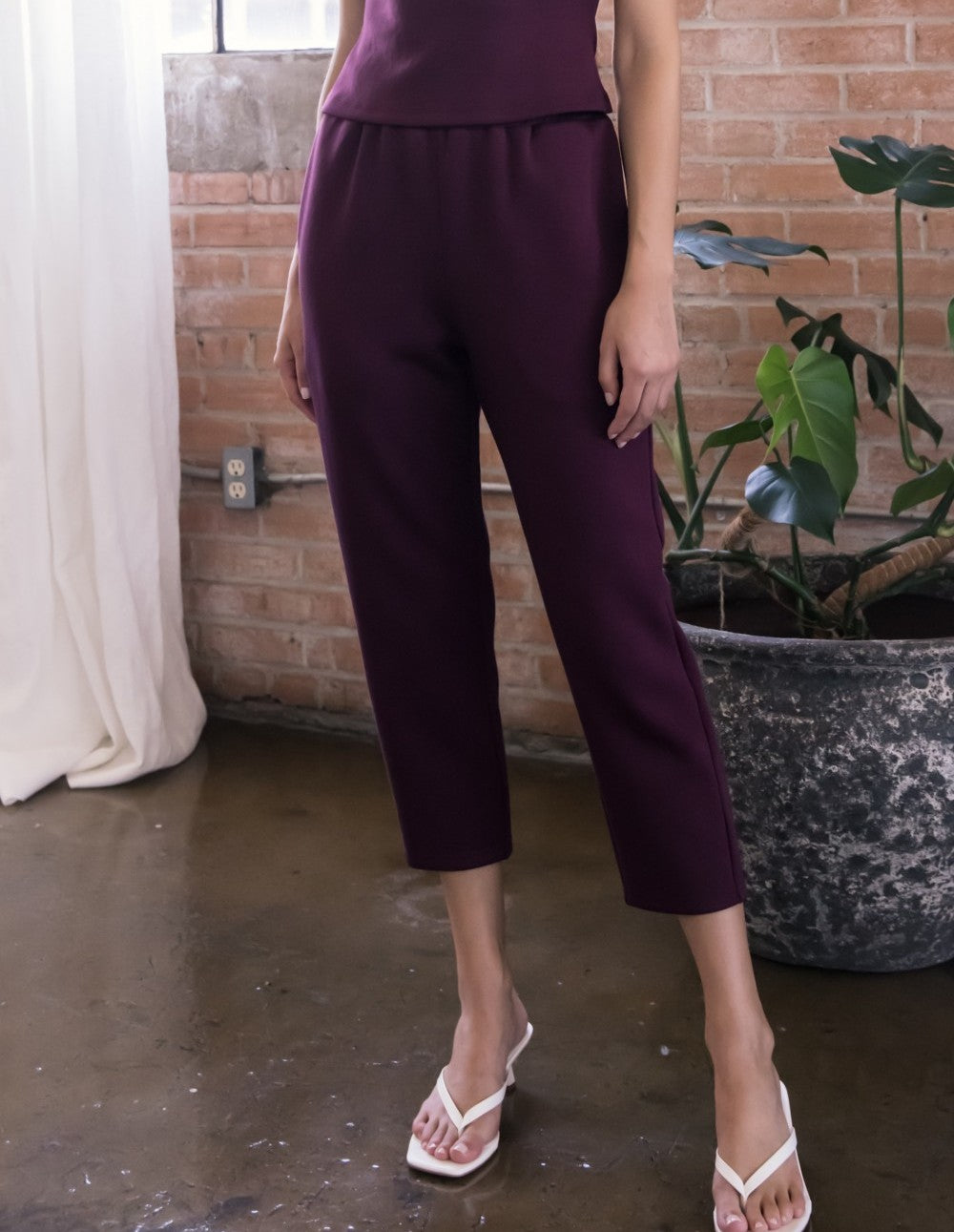 PORT WINE PCILL BUTTER MODAL ANKLE LENGTH PANTS