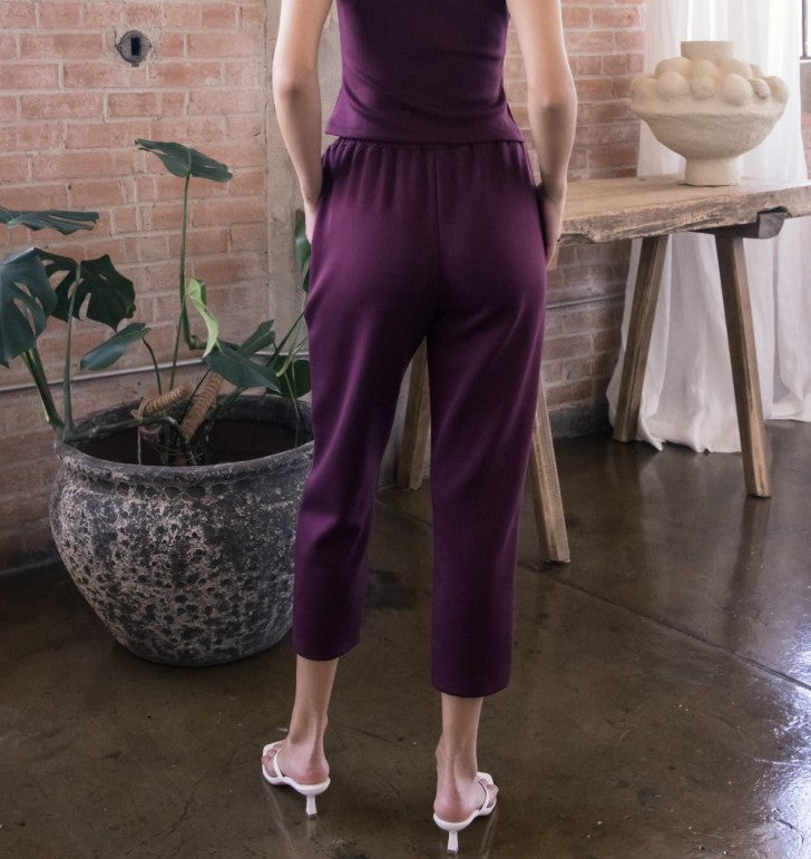 PORT WINE PCILL BUTTER MODAL ANKLE LENGTH PANTS