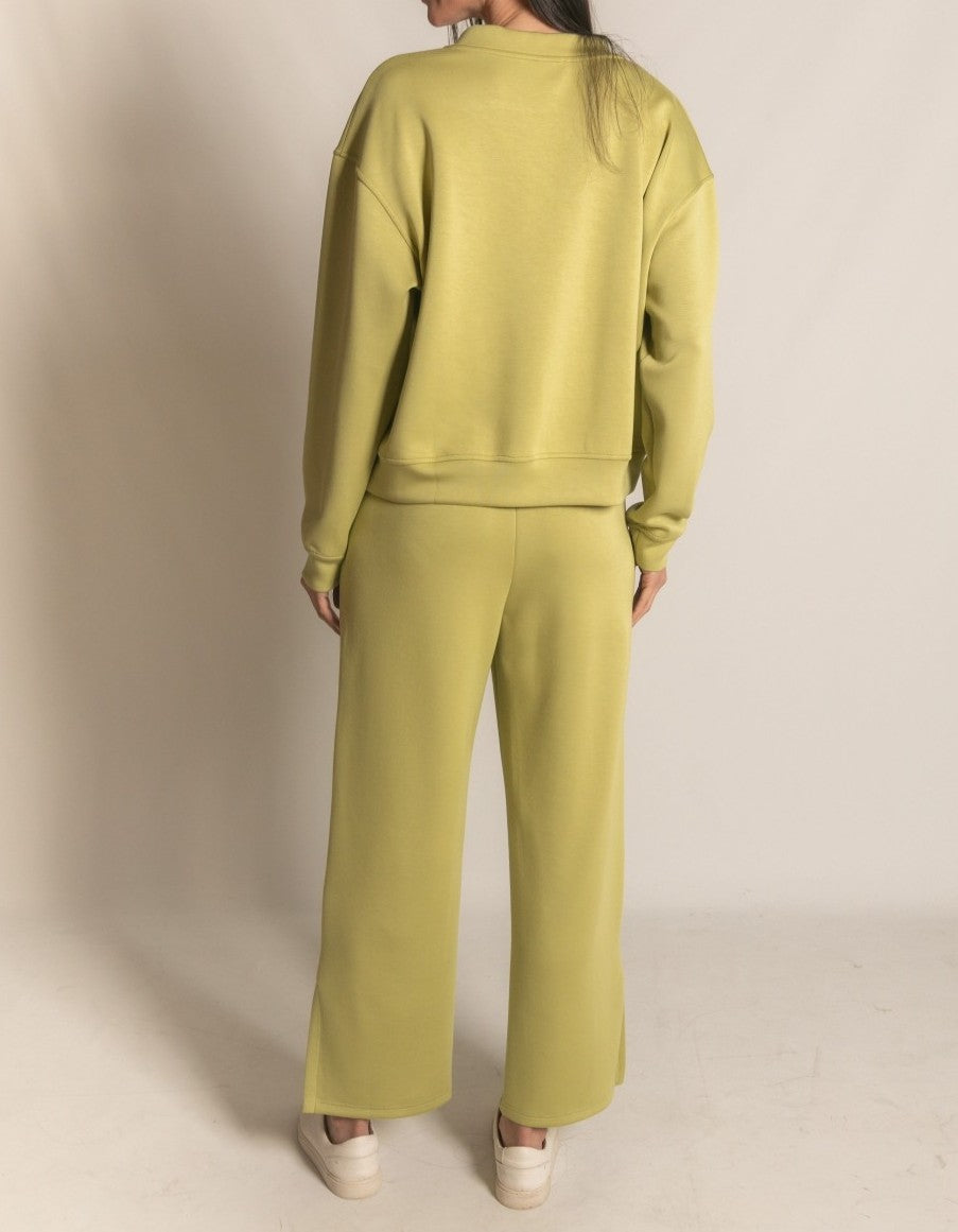 LEMON GRASS PCILL BUTTER MODAL SIDE SLIT WIDE LEG PANTS