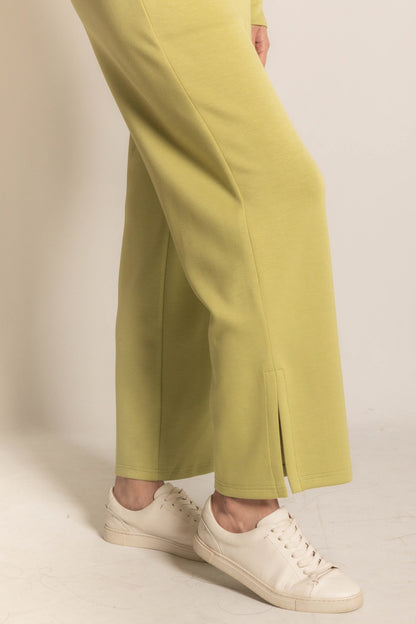 LEMON GRASS PCILL BUTTER MODAL SIDE SLIT WIDE LEG PANTS