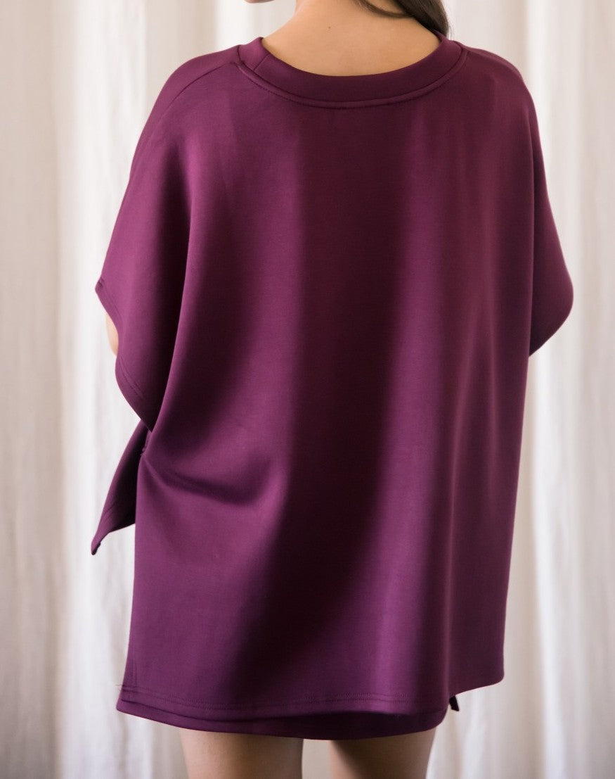 PORT WINE PCILL BUTTER MODAL SIDE SLIT CAPE TOP