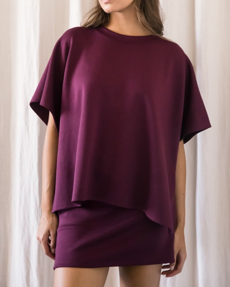 PORT WINE PCILL BUTTER MODAL SIDE SLIT CAPE TOP