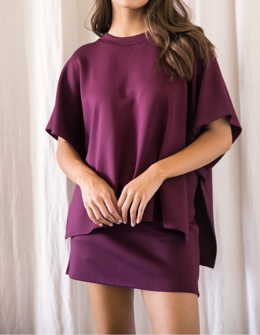 PORT WINE PCILL BUTTER MODAL SIDE SLIT CAPE TOP