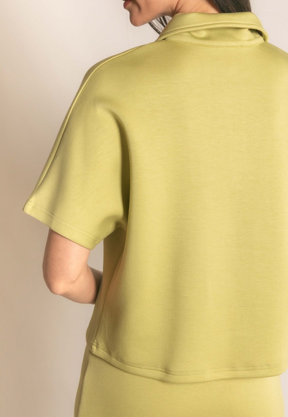 LEMON GRASS PCILL BUTTER MODAL QUARTER ZIP SHORT SLEEVE TOP