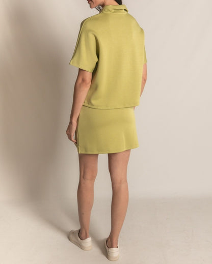 LEMON GRASS PCILL BUTTER MODAL QUARTER ZIP SHORT SLEEVE TOP