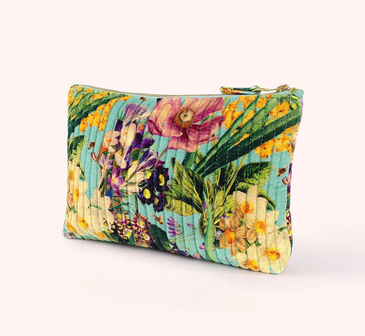 SPRING FLORA QUILTED VELVET POUCH