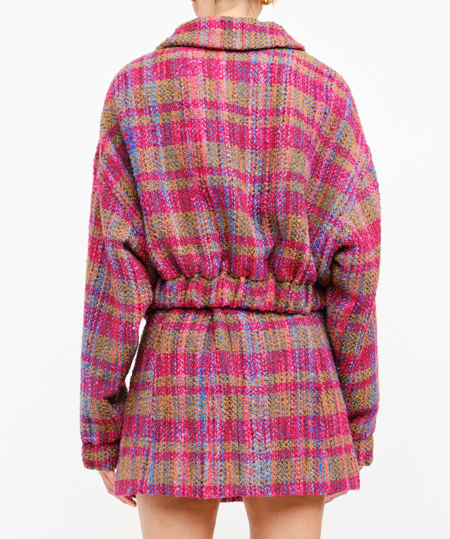 FUCHSIA MULTI PLAID CROPPED AURELIE CROPPED JACKET