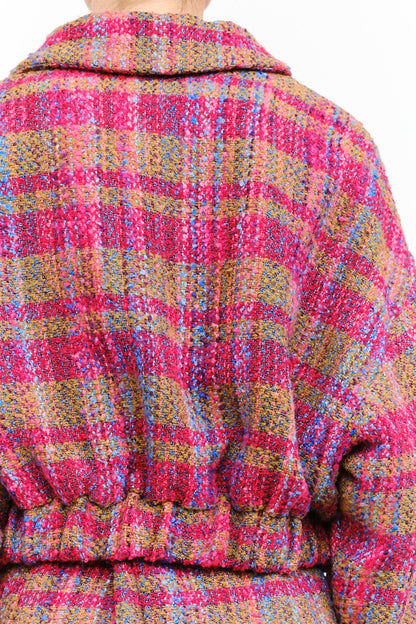 FUCHSIA MULTI PLAID CROPPED AURELIE CROPPED JACKET