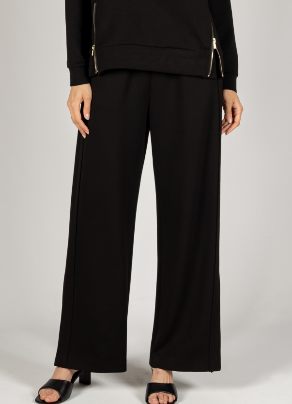 BLACK PCILL SIDE BINDING WIDE LEG PANTS