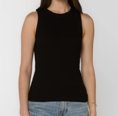 BLACK RIBBED TANK