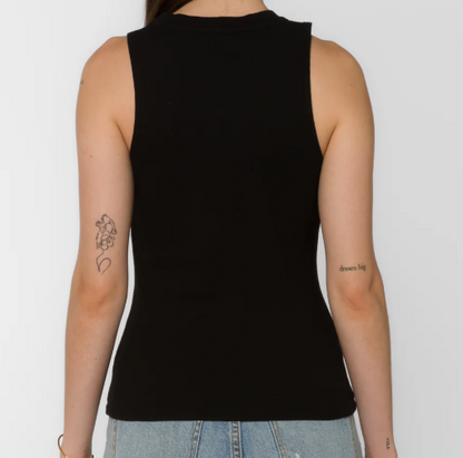 BLACK RIBBED TANK