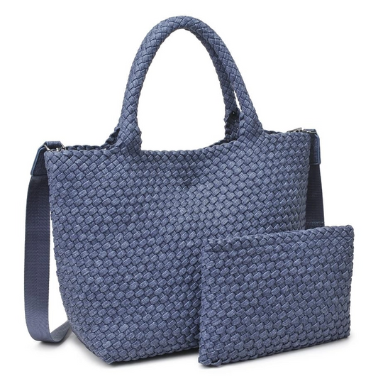 DARK DENIM WOVEN MEDIUM TOTE