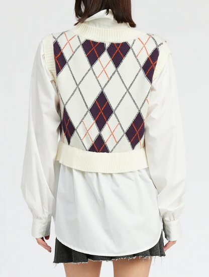 OFF WHITE MULTI MIXED MEDIA VEST TOP