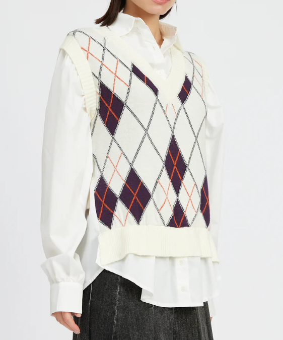 OFF WHITE MULTI MIXED MEDIA VEST TOP