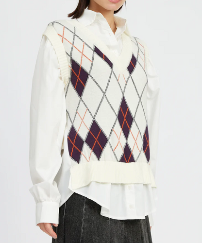 OFF WHITE MULTI MIXED MEDIA VEST TOP