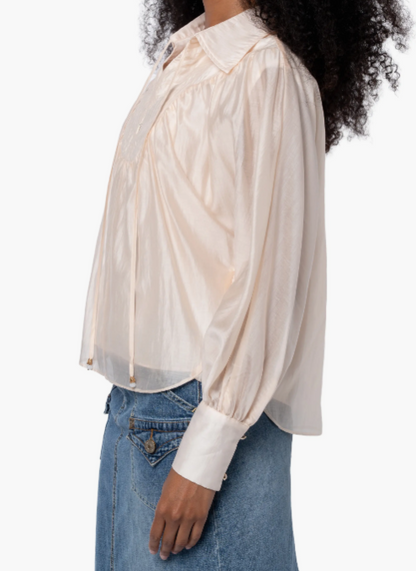 CREAM QUARTER ZIP WITH TOP STITCH DETAIL GEORGINA TOP