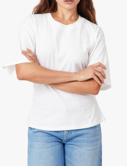 BRIGHT WHITE RUCHED WAIST SHORT SLEEVE KAI TOP