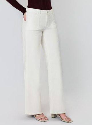 OPTIC WHITE MID RISE WIDE LEG PATCH POCKET JEANS