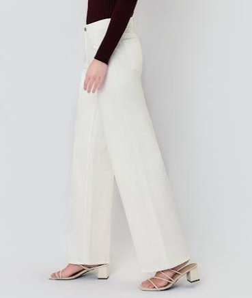 OPTIC WHITE MID RISE WIDE LEG PATCH POCKET JEANS